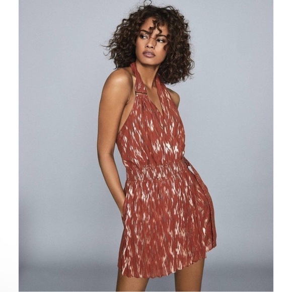 New! Reiss nova metallic halter Romper red gold nwt 18403 - Picture 6 of 14